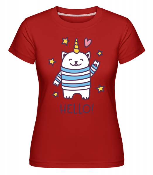Hello Cat Unicorn - Shirtinator Frauen T-Shirt - Rot - Vorn