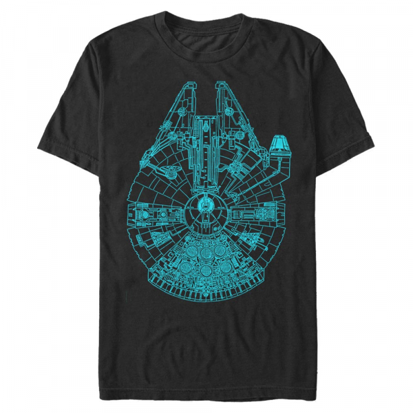 Star Wars - Millennium Falcon Blue Falcon - Hombres Camiseta - Negro - delante