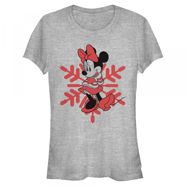 Disney Classics - Ratón Miguelito Miguelín - Minnie Mouse Minnie Snowflake - Navidad - Mujeres Camiseta - Gris moteado - delante