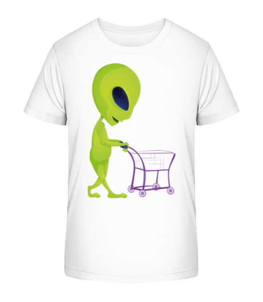Alien With Shopping Cart - Camiseta ecológica para niños Stanley Stella - Blanco - delante