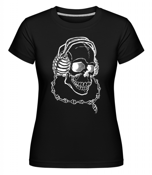 Totenkopf Mit Kopfhörern - Shirtinator Frauen T-Shirt - Schwarz - Vorn