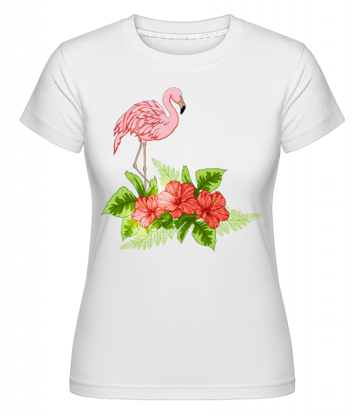 Flamingo In Paradise - Shirtinator Frauen T-Shirt - Weiß - Vorn