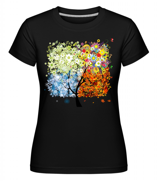 Vier Jahreszeiten Baum - Shirtinator Frauen T-Shirt - Schwarz - Vorn