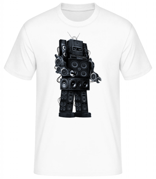 Ghettoblaster Roboter - Männer Basic T-Shirt - Weiß - Vorn