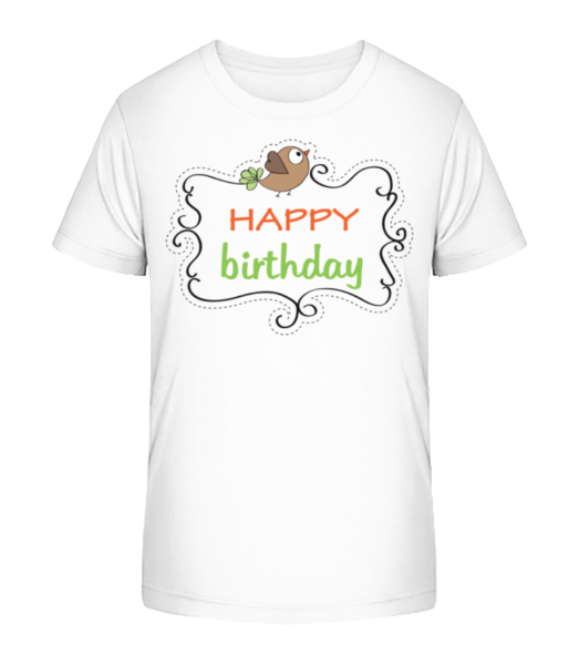 Happy Birthday Bird - Camiseta ecológica para niños Stanley Stella - Blanco - delante