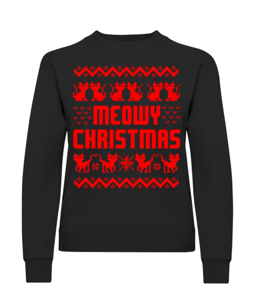 Meowy Christmas - Women's Sweatshirt - Black - imagedescription.FrontImage