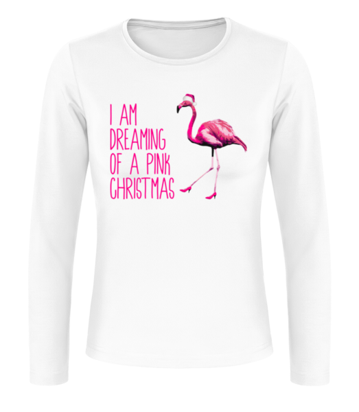 Pink Christmas - Camiseta de manga larga para mujer - Blanco - delante