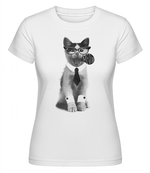 Hipster Katze - Shirtinator Frauen T-Shirt - Weiß - Vorn