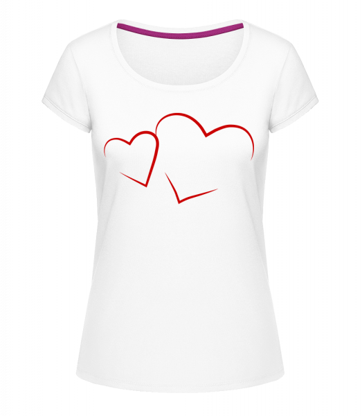 Herzen - Frauen T-Shirt U-Ausschnitt - Weiß - Vorn