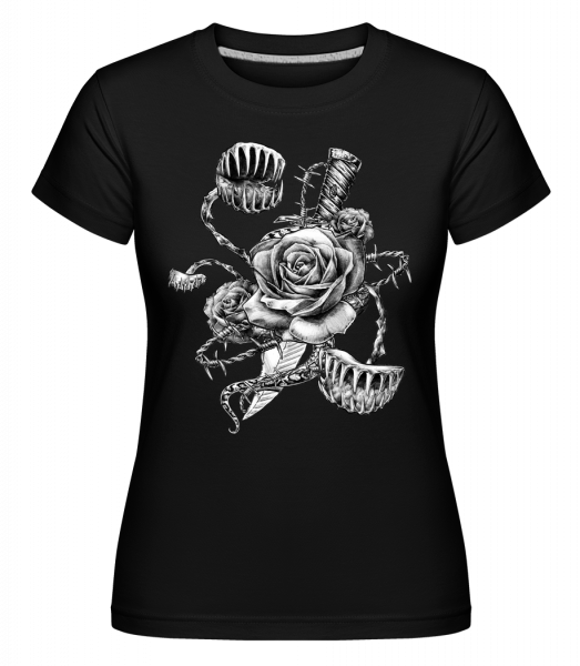Fleischfressende Rosen - Shirtinator Frauen T-Shirt - Schwarz - Vorn