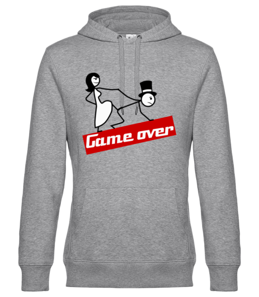 Game Over - Sudadera con capucha premium unisex - Gris moteado - delante