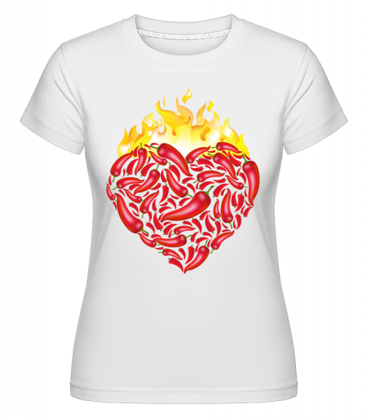 Chili Herz - Shirtinator Frauen T-Shirt - Weiß - Vorn