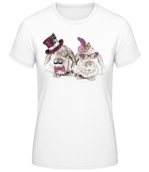 Herr Und Frau Hase - Frauen Basic T-Shirt - Weiß - Vorn