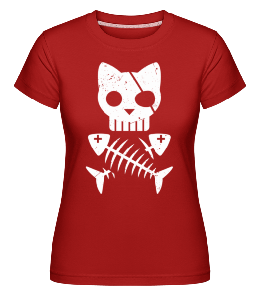 Cats pirate skeleton - Camiseta Shirtinator para mujer - Rojo - delante