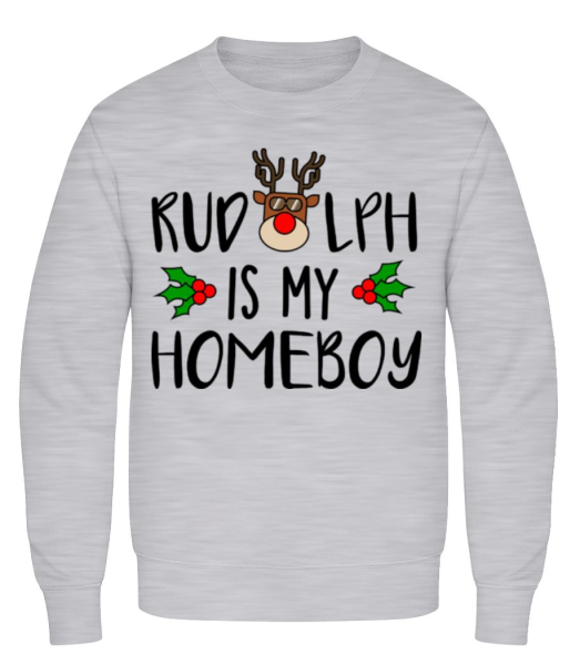 Rudolph Is My Homeboy - Männer Pullover - Grau meliert - Vorne