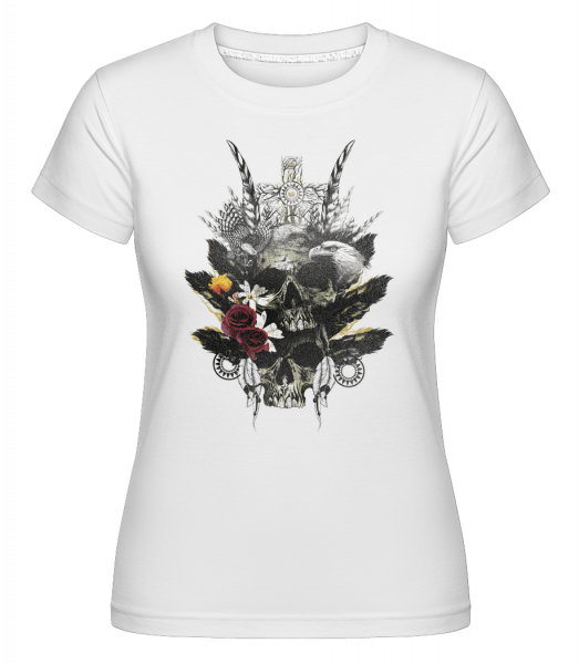 Feder Totenköpfe - Shirtinator Frauen T-Shirt - Weiß - Vorn