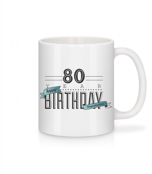 80 Birthday Sign - Tasse - Weiß - Vorn