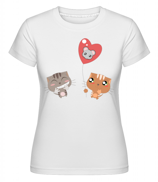 Katzen Herz Ballon - Shirtinator Frauen T-Shirt - Weiß - Vorn