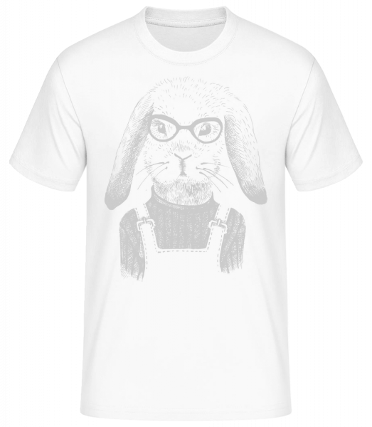 Hipster Hase - Männer Basic T-Shirt - Weiß - Vorn