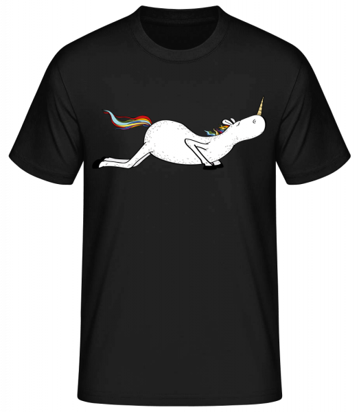 Yoga Einhorn Liegestütze - Basic T-Shirt - Schwarz - Vorn