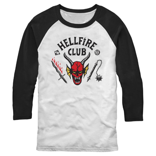 Netflix - Stranger Things - Hellfire Club Logo - Unisex Camisetas de manga larga para - Blanco / Negro - delante