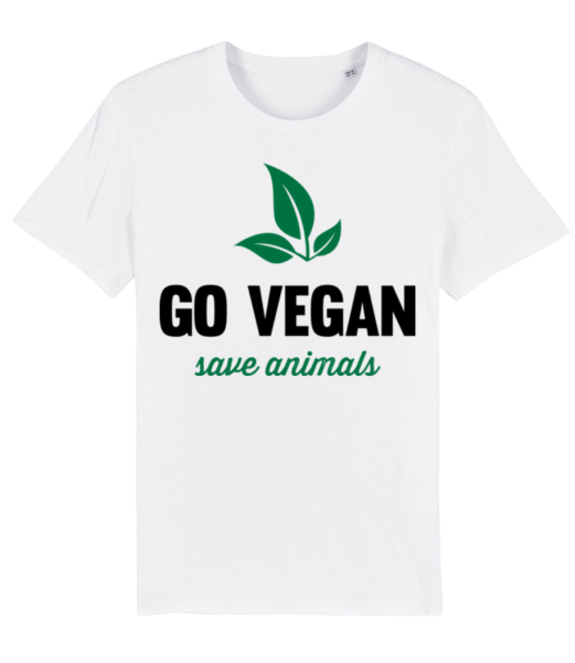 Go Vegan Save Animals - Camiseta ecológica para hombre Stanley Stella - Blanco - delante
