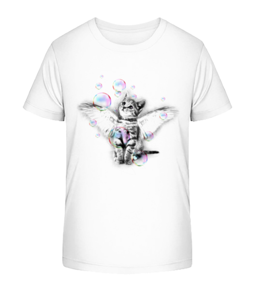 Soapbubble Cat - Camiseta ecológica para niños Stanley Stella - Blanco - delante