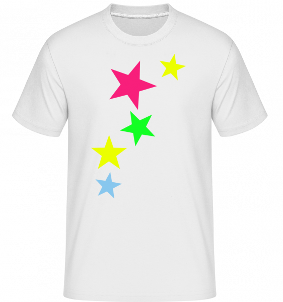 Bunte Sterne - Shirtinator Männer T-Shirt - Weiß - Vorn