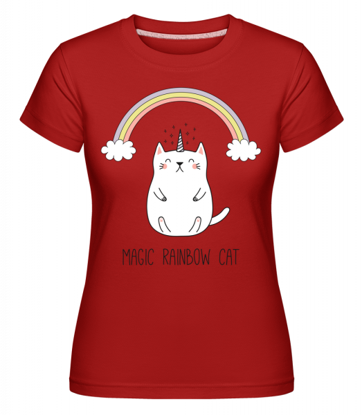 Magic Rainbow Cat - Shirtinator Frauen T-Shirt - Rot - Vorn