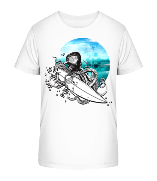 Surfer Octopus - Camiseta ecológica para niños Stanley Stella - Blanco - delante