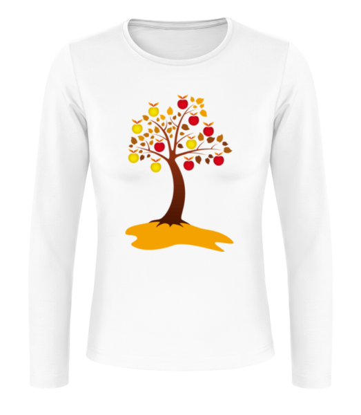 Apple Tree Autumn - Camiseta de manga larga para mujer - Blanco - delante