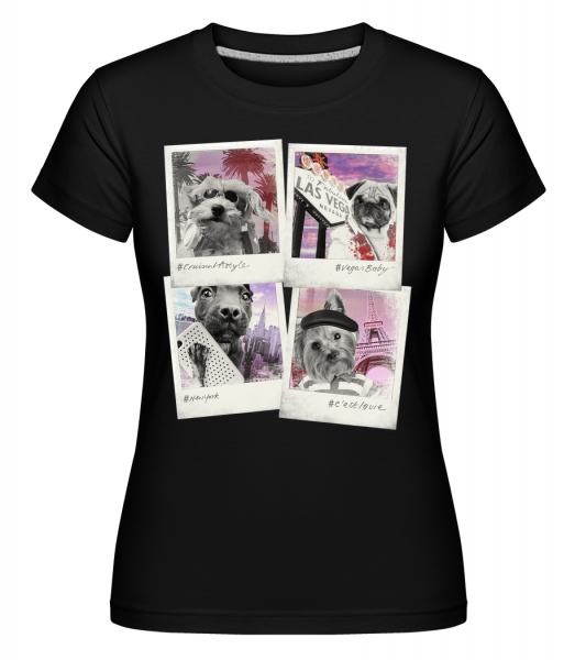 Hunde Polaroids - Shirtinator Frauen T-Shirt - Schwarz - Vorn