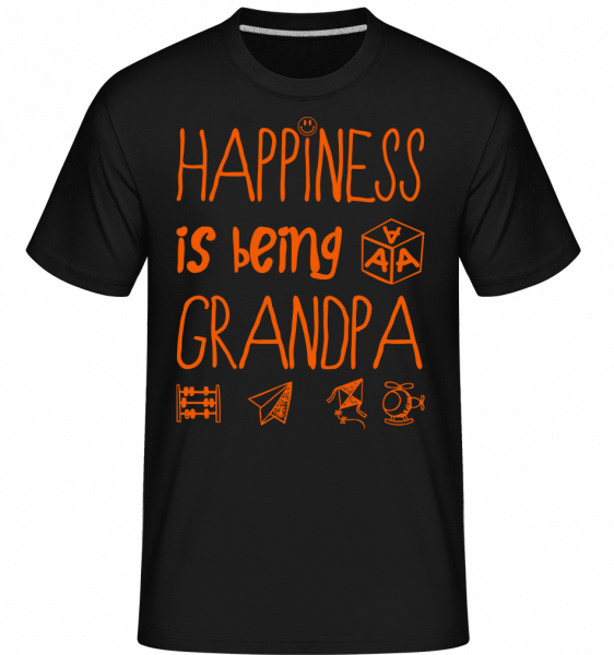 Happiness Is Beeing Grandpa - Shirtinator Männer T-Shirt - Schwarz - Vorn