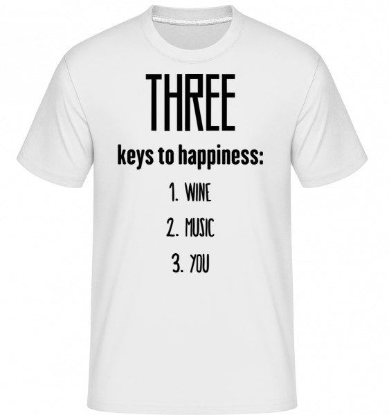 Three Keys To Happiness - Shirtinator Männer T-Shirt - Weiß - Vorn