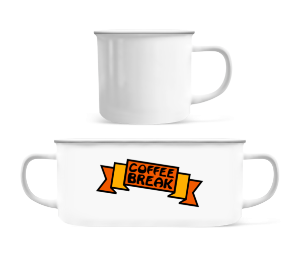 Coffee Break Logo - Taza de metal esmaltada - Blanco - delante