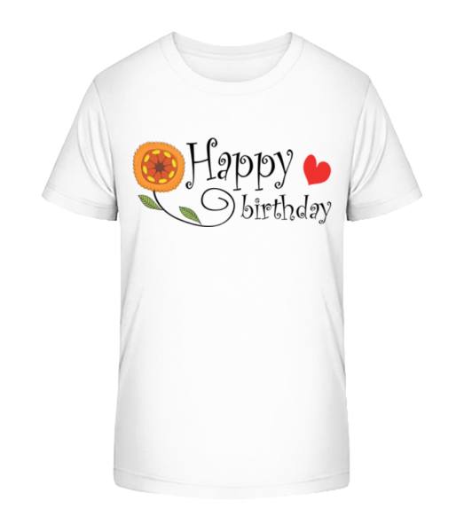 Happy Birthday Flower - Camiseta ecológica para niños Stanley Stella - Blanco - delante