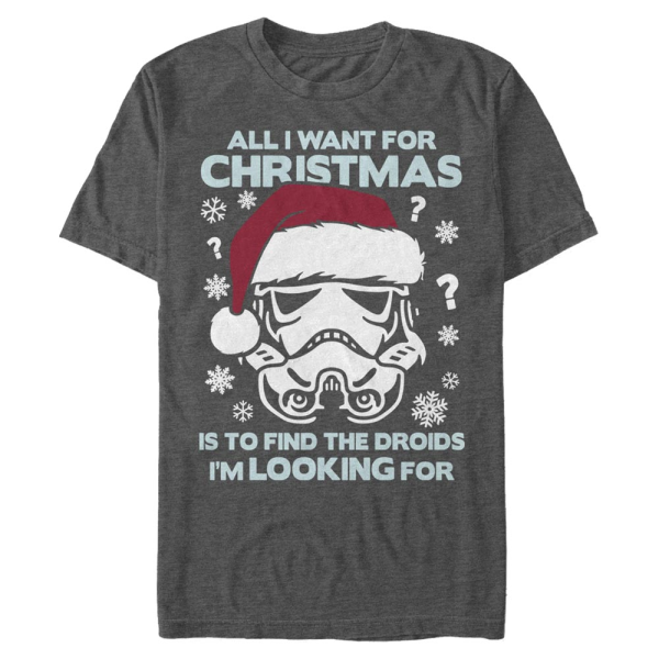 Star Wars - Stormtrooper Still Looking for Droids Christmas - Navidad - Hombres Camiseta - Antracita moteada - delante