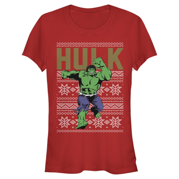 Marvel - Avengers - Hulk UglyTop - Navidad - Mujeres Camiseta - Rojo - delante