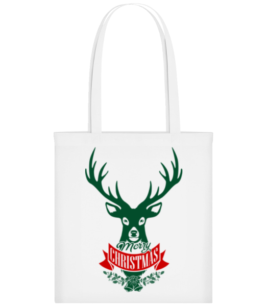 Merry Christmas Deer Label - Bolsa de tela - Blanco - delante
