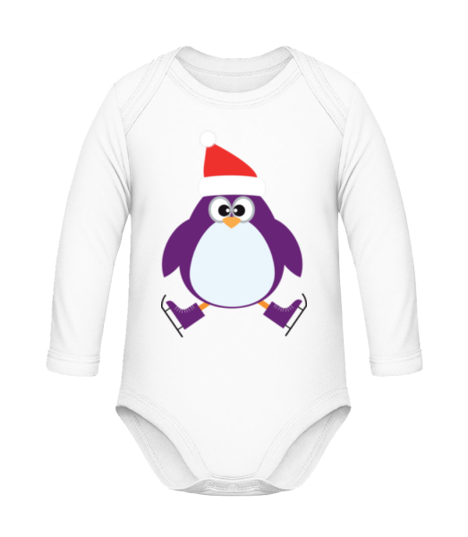Ice Skate Penguin - Body ecológico de manga larga para bebés - Blanco - delante