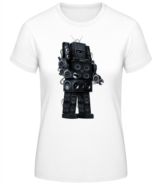 Ghettoblaster Roboter - Frauen Basic T-Shirt - Weiß - Vorn