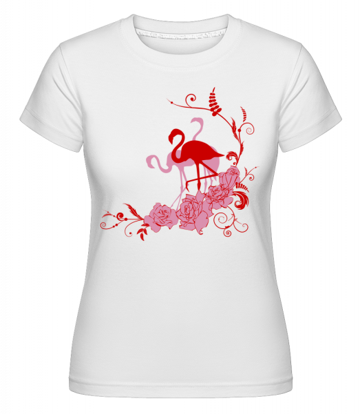 Flamingos Flowers - Shirtinator Frauen T-Shirt - Weiß - Vorn