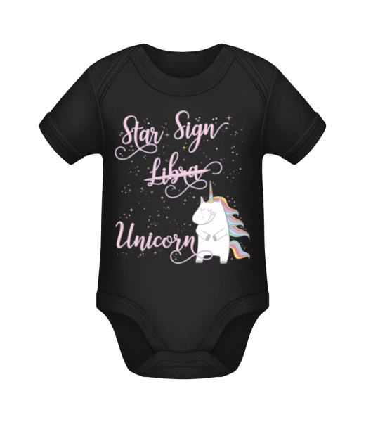 Star Sign Unicorn Libra - Body ecológico para bebé - Negro - delante