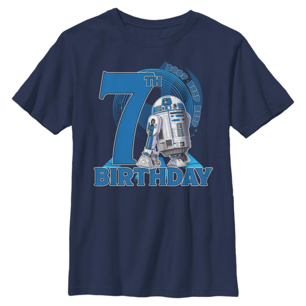 Star Wars - R2-D2 7th Birthday With R2D2 - Cumpleaños - Niños Camiseta - Marino - delante