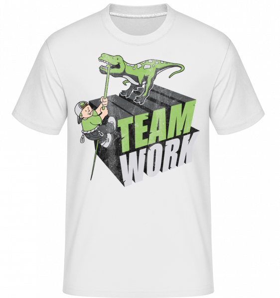 Dino Team Work - Shirtinator Männer T-Shirt - Weiß - Vorn