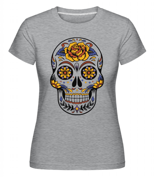 Dia De Los Muertos Totenkopf - Shirtinator Frauen T-Shirt - Grau meliert - Vorn
