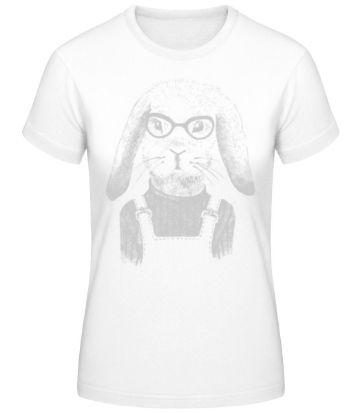 Hipster Hase - Frauen Basic T-Shirt - Weiß - Vorne