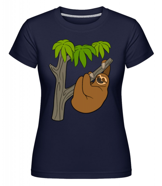 Faultier Hängt Am Baum - Shirtinator Frauen T-Shirt - Marine - Vorne