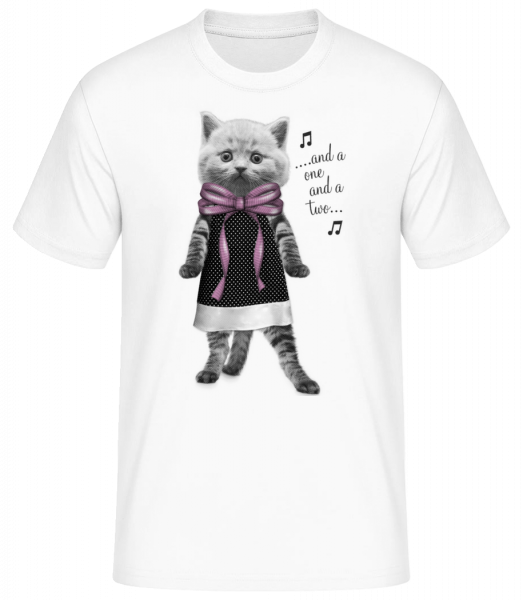Tanzende Katze - Männer Basic T-Shirt - Weiß - Vorn