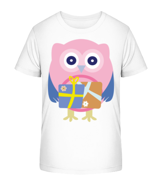 Cute Owl With Presents - Camiseta ecológica para niños Stanley Stella - Blanco - delante
